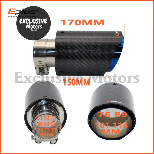 Glossy Carbon Fiber Exhaust Tip For Universal Mufflers 63Mm