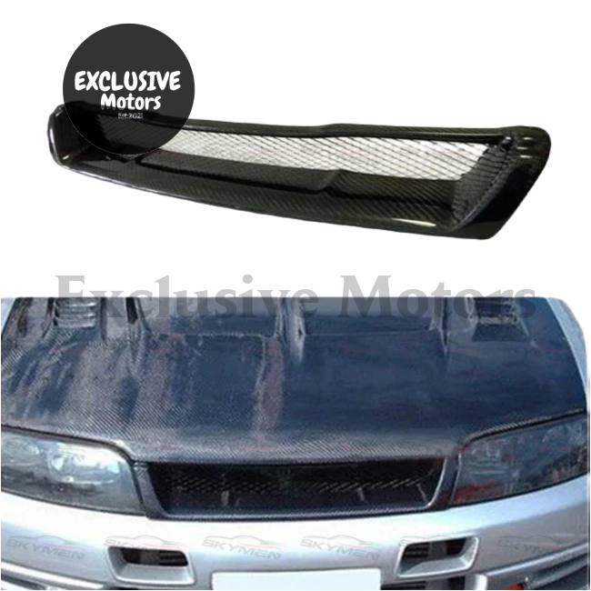 Gtr-Style Carbon Fiber Front Bumper Grille For Nissan Skyline R33 Gtst 1993-1998