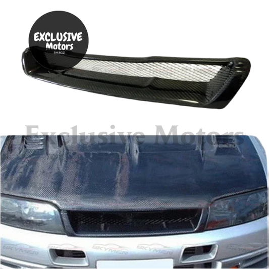 Gtr-Style Carbon Fiber Front Bumper Grille For Nissan Skyline R33 Gtst 1993-1998