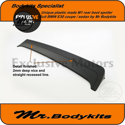  M1 Style Rear Boot Spoiler (Plastic) for BMW E30 Series Coupe/4 Door