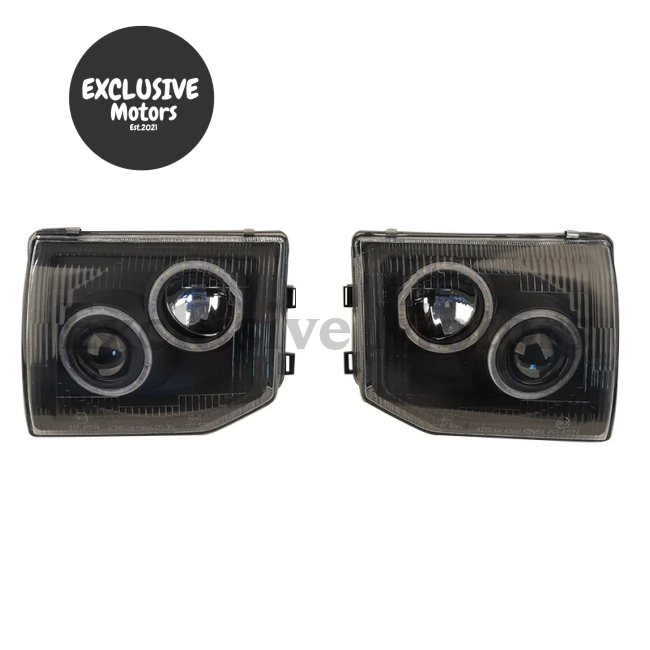 Modified Black Led Angel Eye Headlights For Mitsubishi Pajero V31 & V32 (1992-1996)