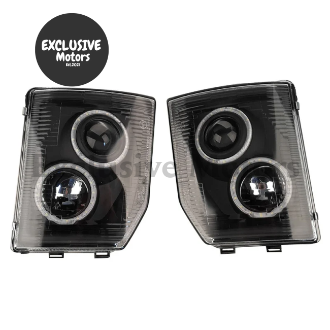 Modified Black Led Angel Eye Headlights For Mitsubishi Pajero V31 & V32 (1992-1996)