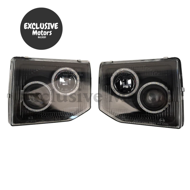 Modified Black Led Angel Eye Headlights For Mitsubishi Pajero V31 & V32 (1992-1996)