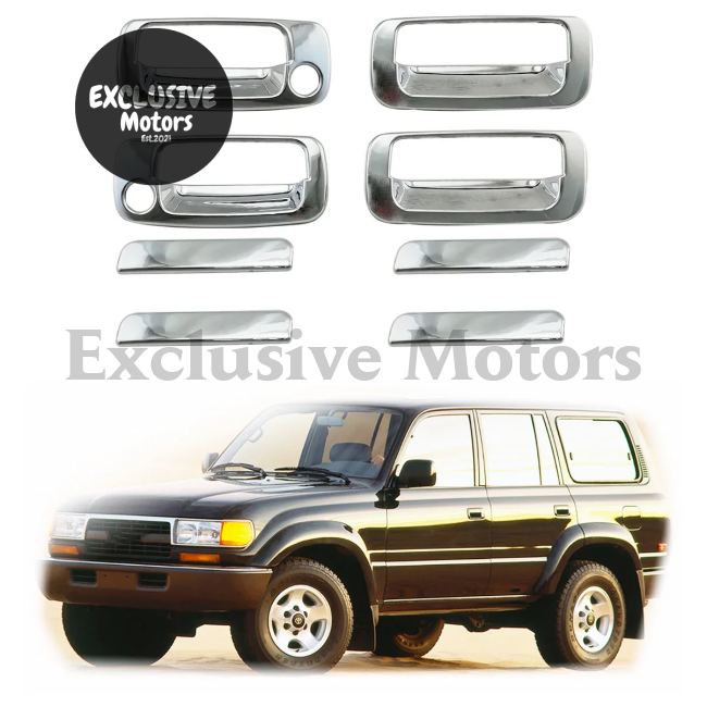 New Chrome Door Handle Bowl Covers For Toyota Land Cruiser Lc80 & Fj80 (1990-1998)