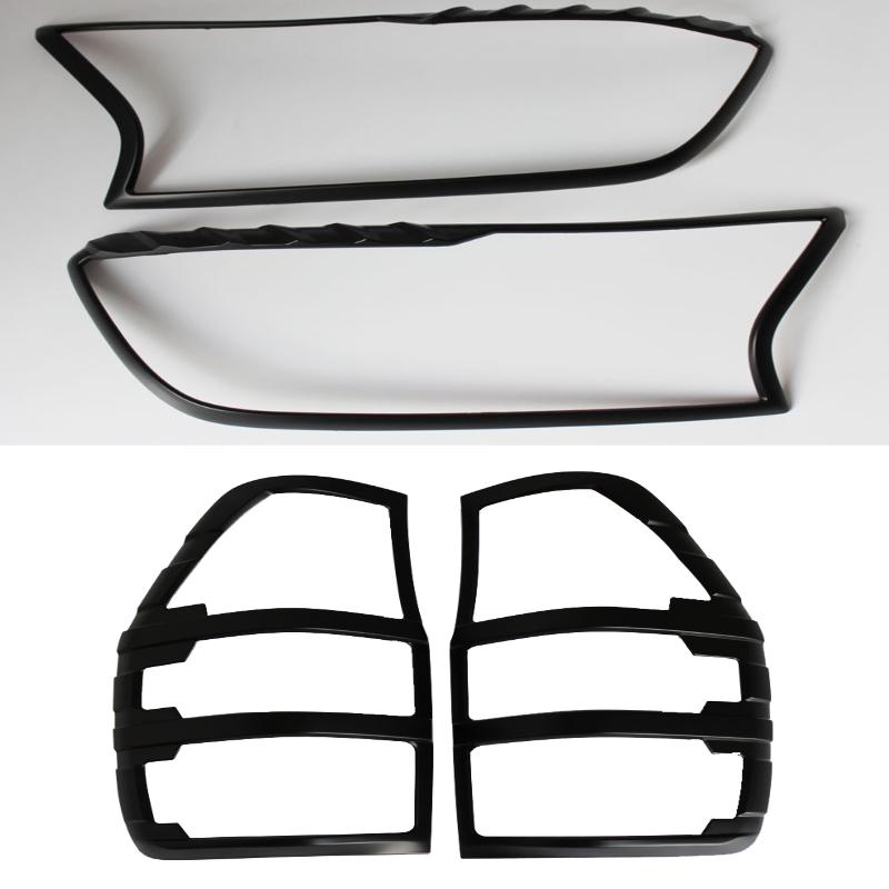 Headlight & Taillight Covers for Ford Ranger PX2 PX3 (2016-2021) Matte Black