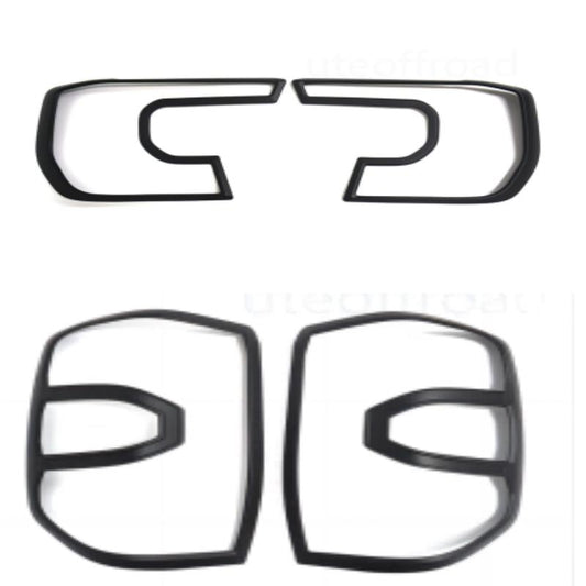 Headlight & Taillight Covers for Ford Ranger (2022-2023) Matte Black