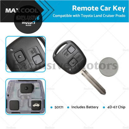 Remote Car Key with 4D-67 Chip Suitable for Toyota Prado 120, RAV4