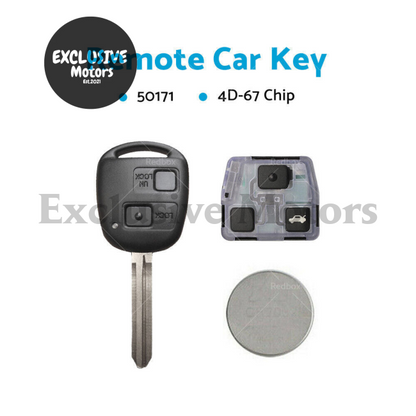 Remote Car Key with 4D-67 Chip Suitable for Toyota Prado 120, RAV4