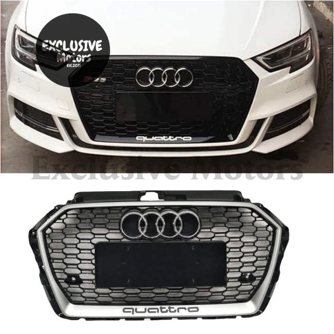 Rs3 Style Honeycomb Front Grille For Audi A3 (2017-2020)