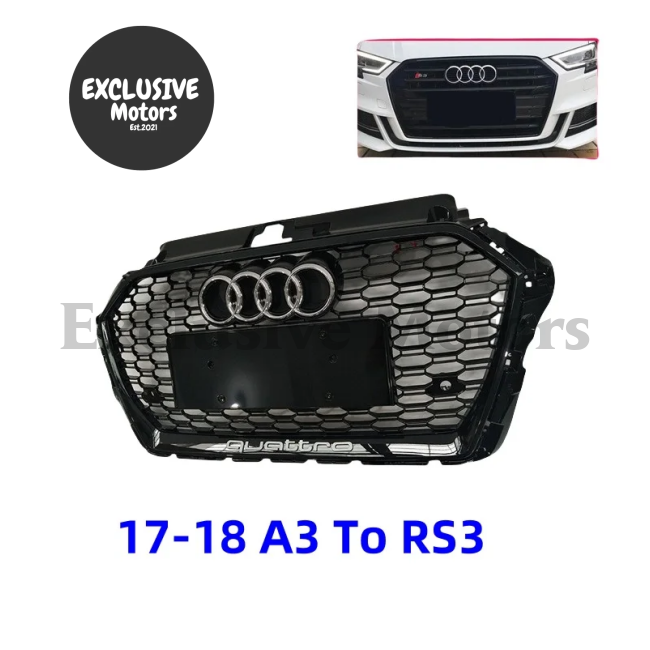 Rs3 Style Honeycomb Front Grille For Audi A3 (2017-2020)