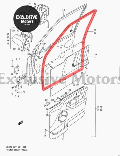 Front Door Weatherstrip Rubber Seal for Suzuki Vitara/Escudo SE416(1988-1998)