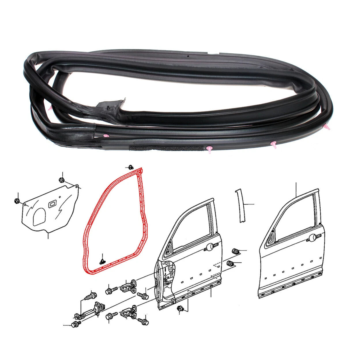 Front Door Weatherstrip Rubber x2 for Honda CR-V RD5 RD7 2002-2005