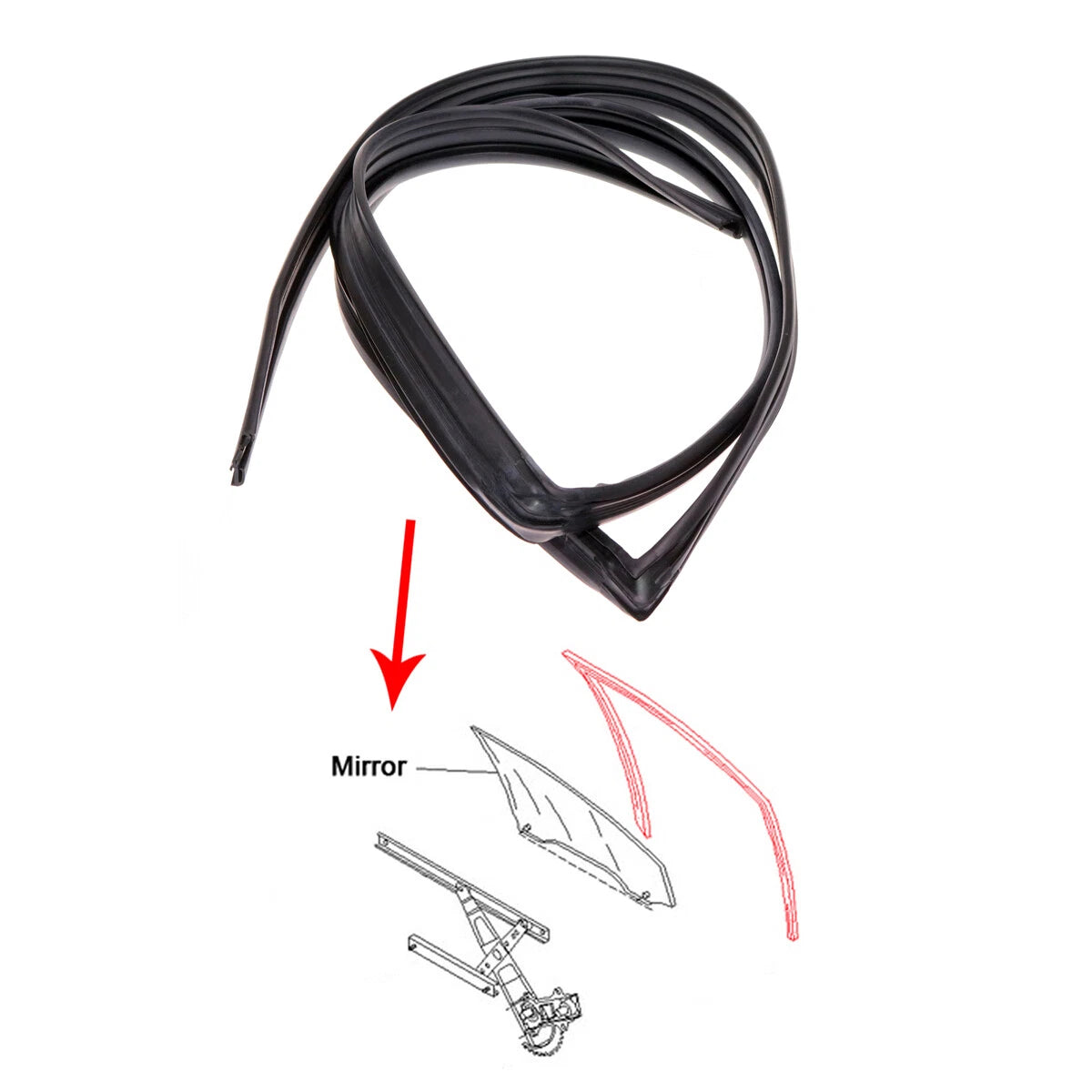 Front Weatherstrip Glass Run Channel for Mitsubishi Mirage/Colt Sedan 1991-2002
