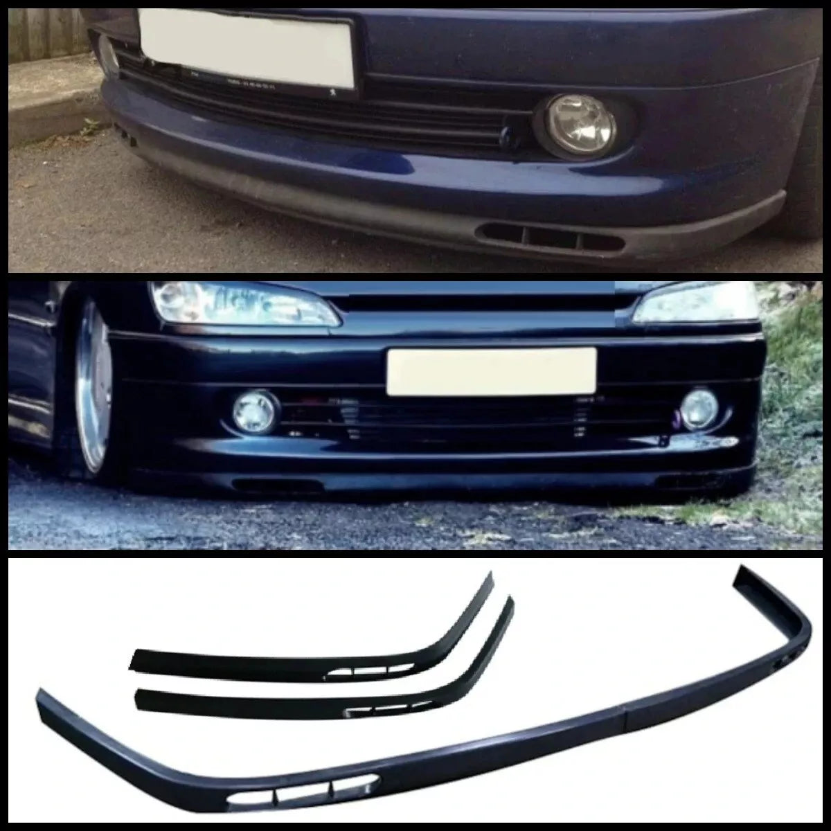 2 Piece Euro Front Bumper Splitter for Peugeot 306 (1993-2002)