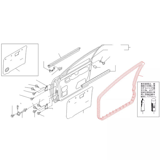 Front Door Weatherstrip Seal for Nissan Sunny/Sentra/AD Resort N14/Y10