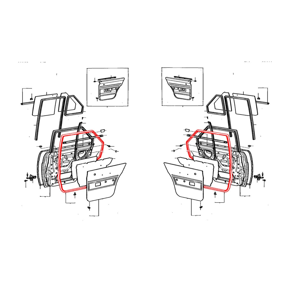 Rear Door Weatherstrip for Toyota Corolla Sedan 1979-1987