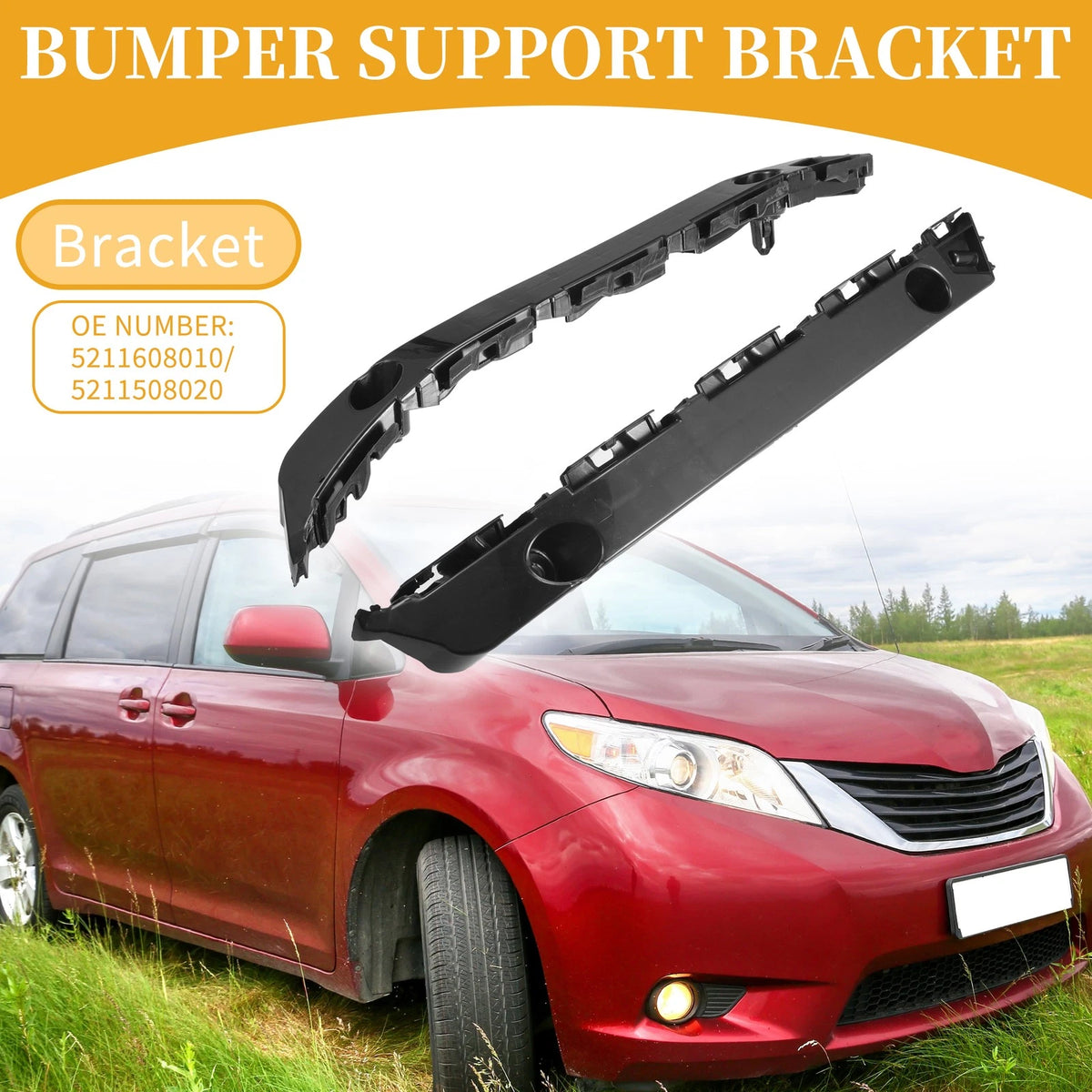 Front Bumper Support Bracket for Toyota Sienna (2011-2020) - 1 Pair ...