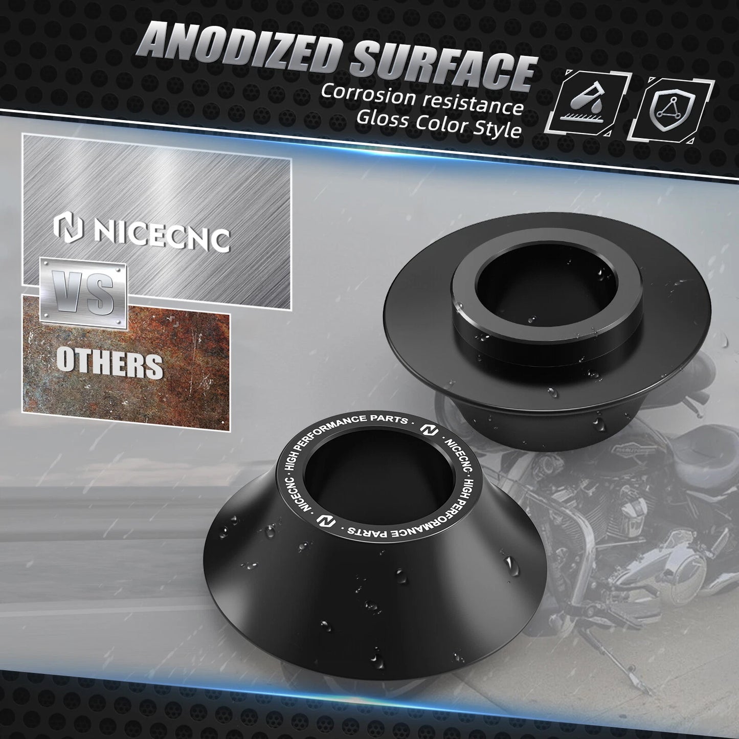 1 Pair Tapered Front Wheel Spacers for Harley Street Glide FLHX FLHXS FLTR (2014-2023)
