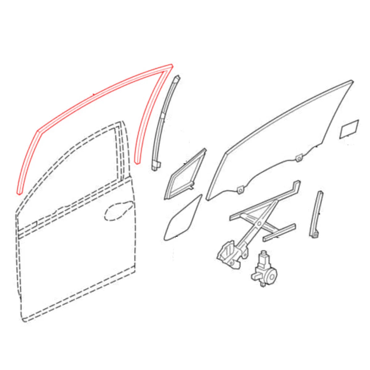 Front Rear Door Glass Run Channel for Honda Civic 4D 2012-2015