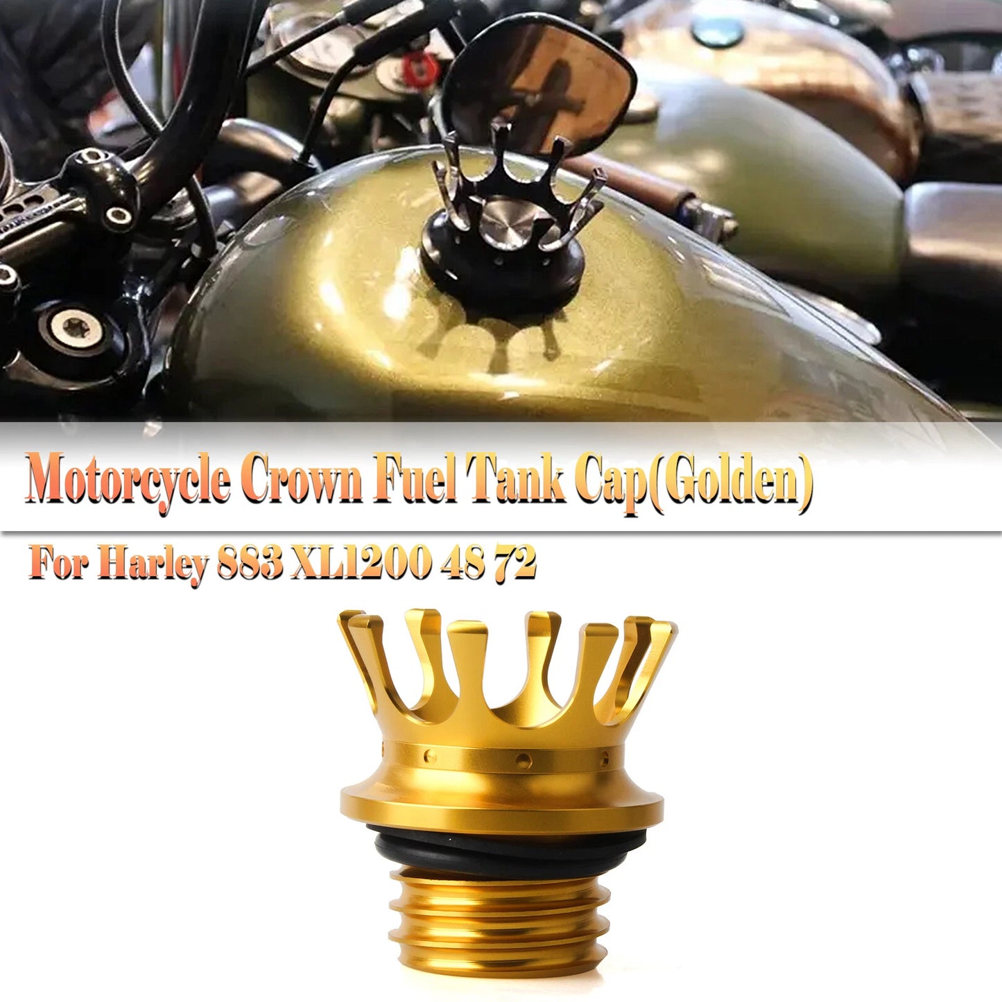 1 x Gold Gas Cap Cover for Harley Softail, Dyna, Road King