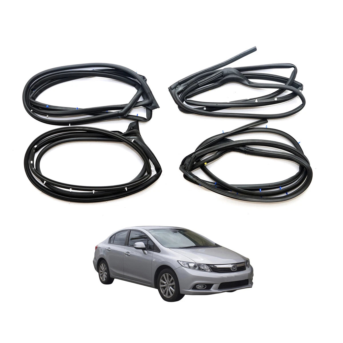 Front Rear Door Weatherstrip Rubber for Honda Civic 4D 2012-2015