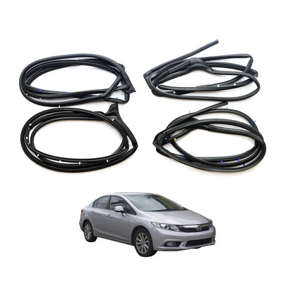 Front Rear Door Weatherstrip Rubber for Honda Civic 4D 2012-2015