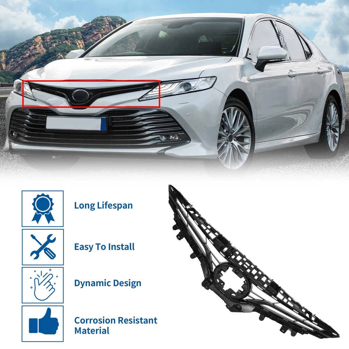 Front Bonnet Bumper Grille for Toyota Camry LE (2018-2023) – Exclusive ...