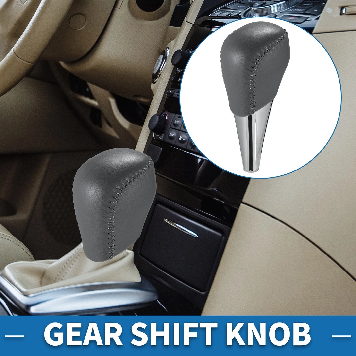Automatic Gear Shifter Knob for Toyota Camry 2007-2014 - Gray Faux Leather