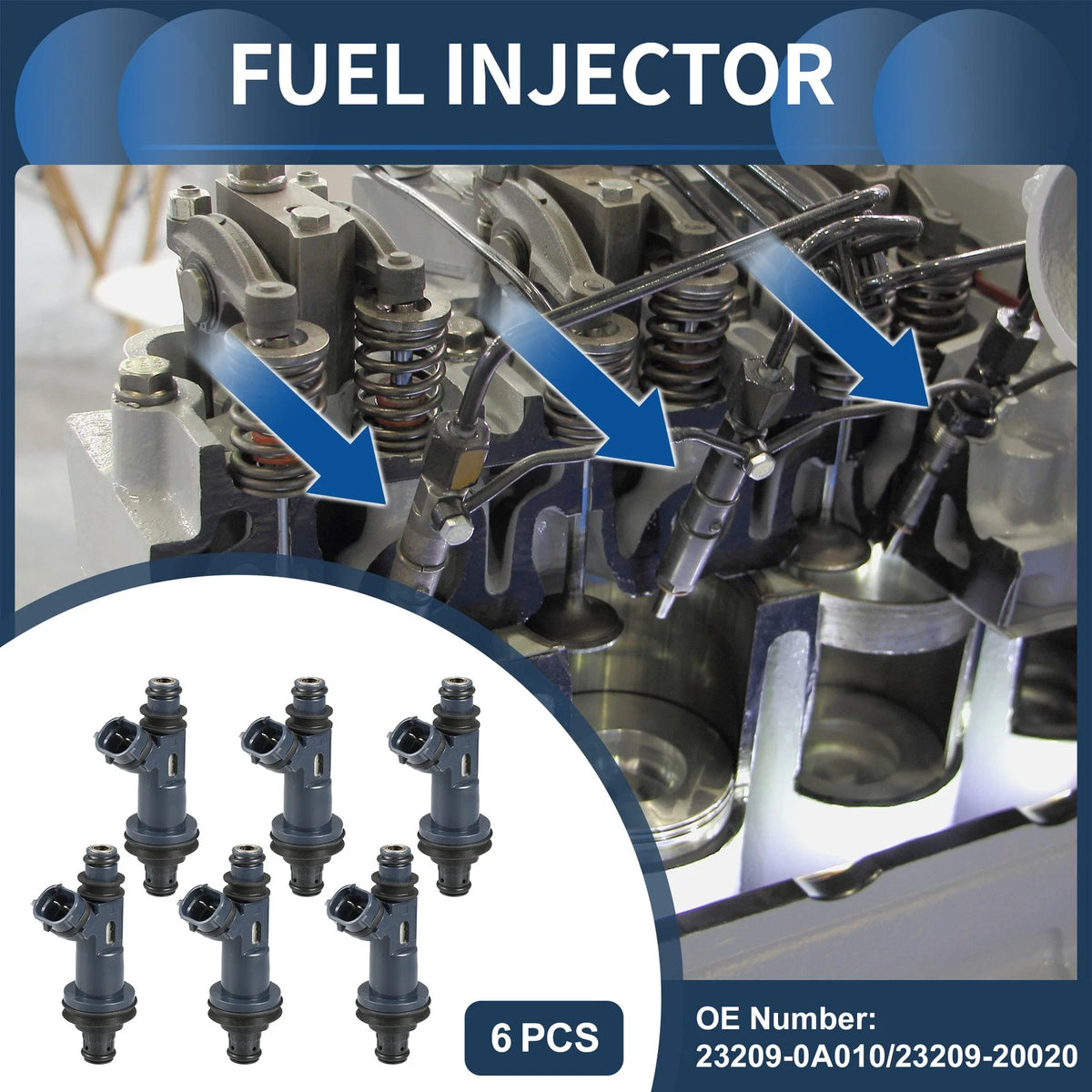 Fuel Injector 3.0L for Toyota Avalon (1998-2004) - 6 x Navy Blue Units ...