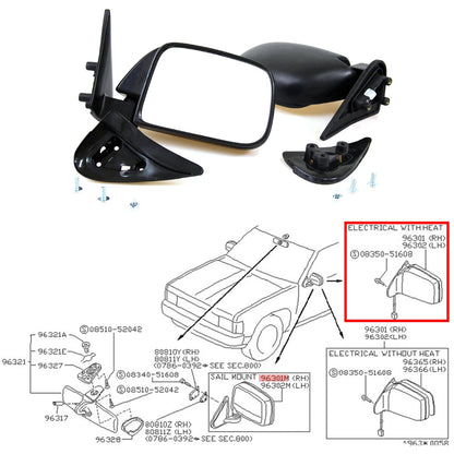 Door Mirror for Toyota Hilux 5th Gen LN85 LN106 Surf 4Runner MightyX 1988-1998