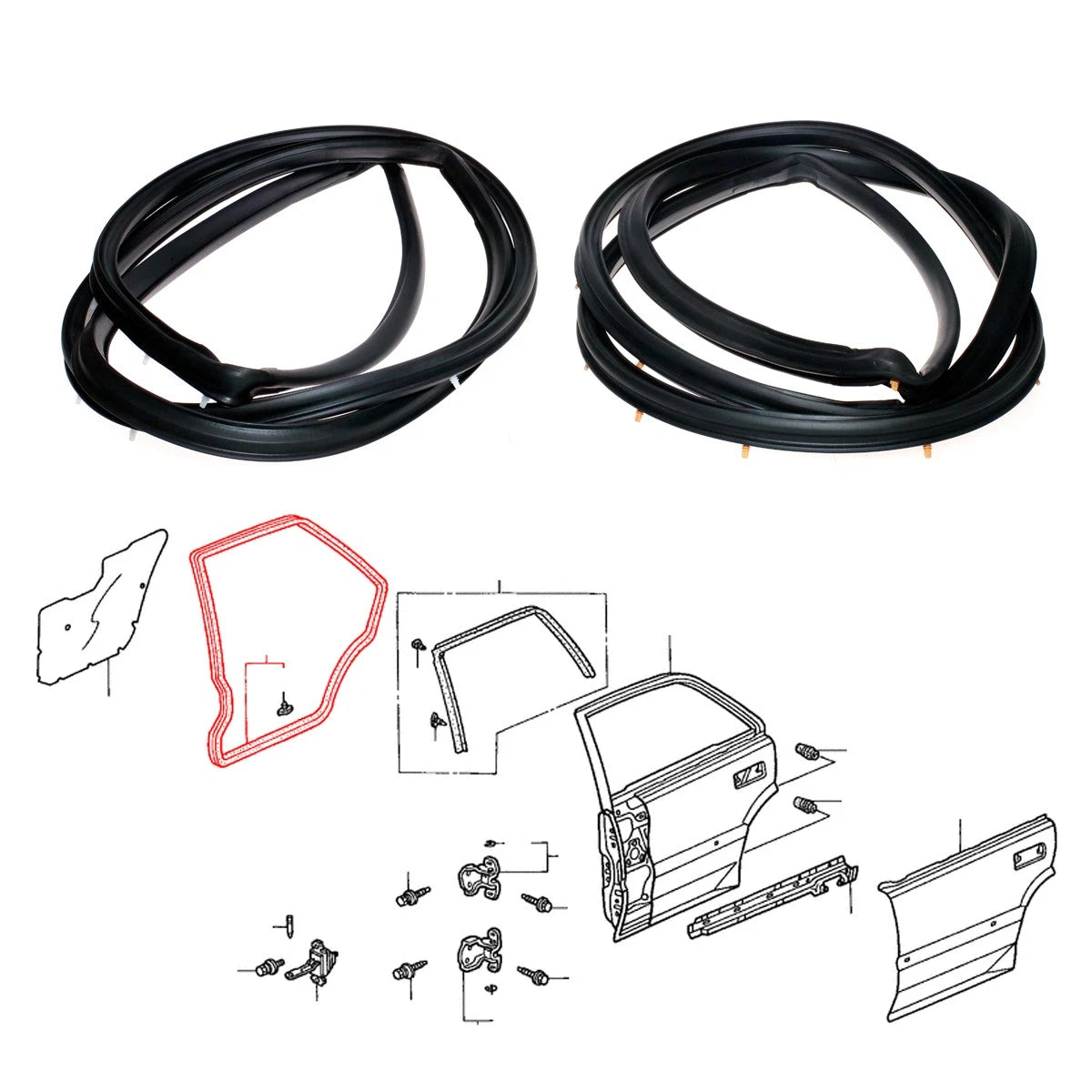 Rear Door Weatherstrip Seal x2 for Honda City Sedan Type Z 3A2 1996-2002