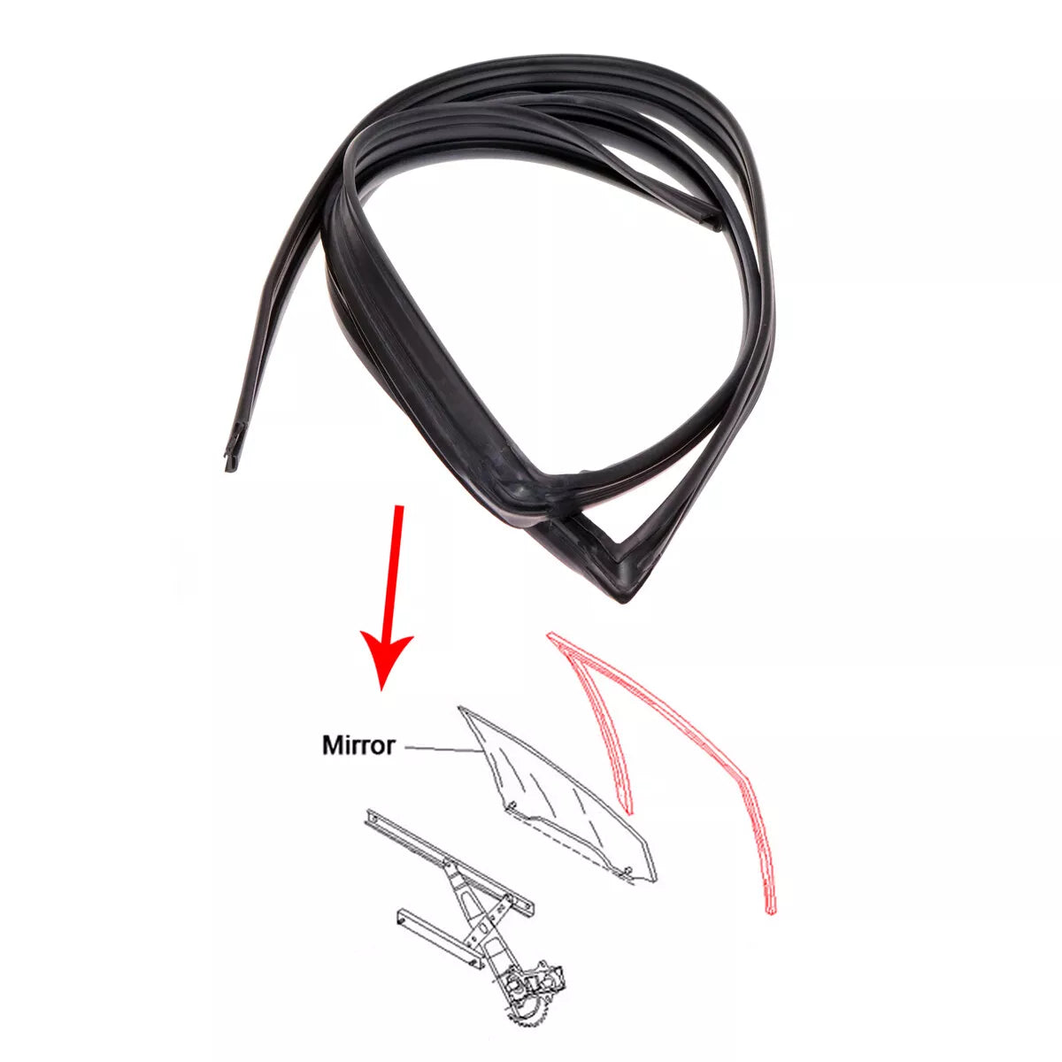 Front Glass Run Channel Seal for Mitsubishi Lancer Libero 1993-1996
