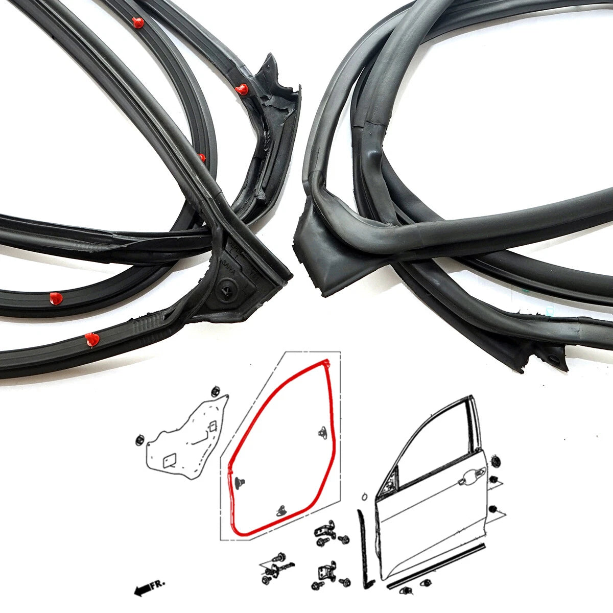 Front Rear Door Weatherstrip for Honda Civic 2017-2021