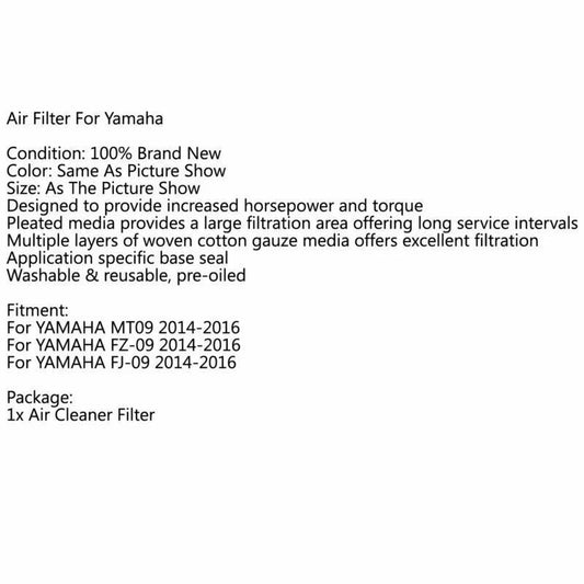 Air Filter for Yamaha XSR 900, Tracer, MT-09, FJ-09, FZ-09 (2014-2016)