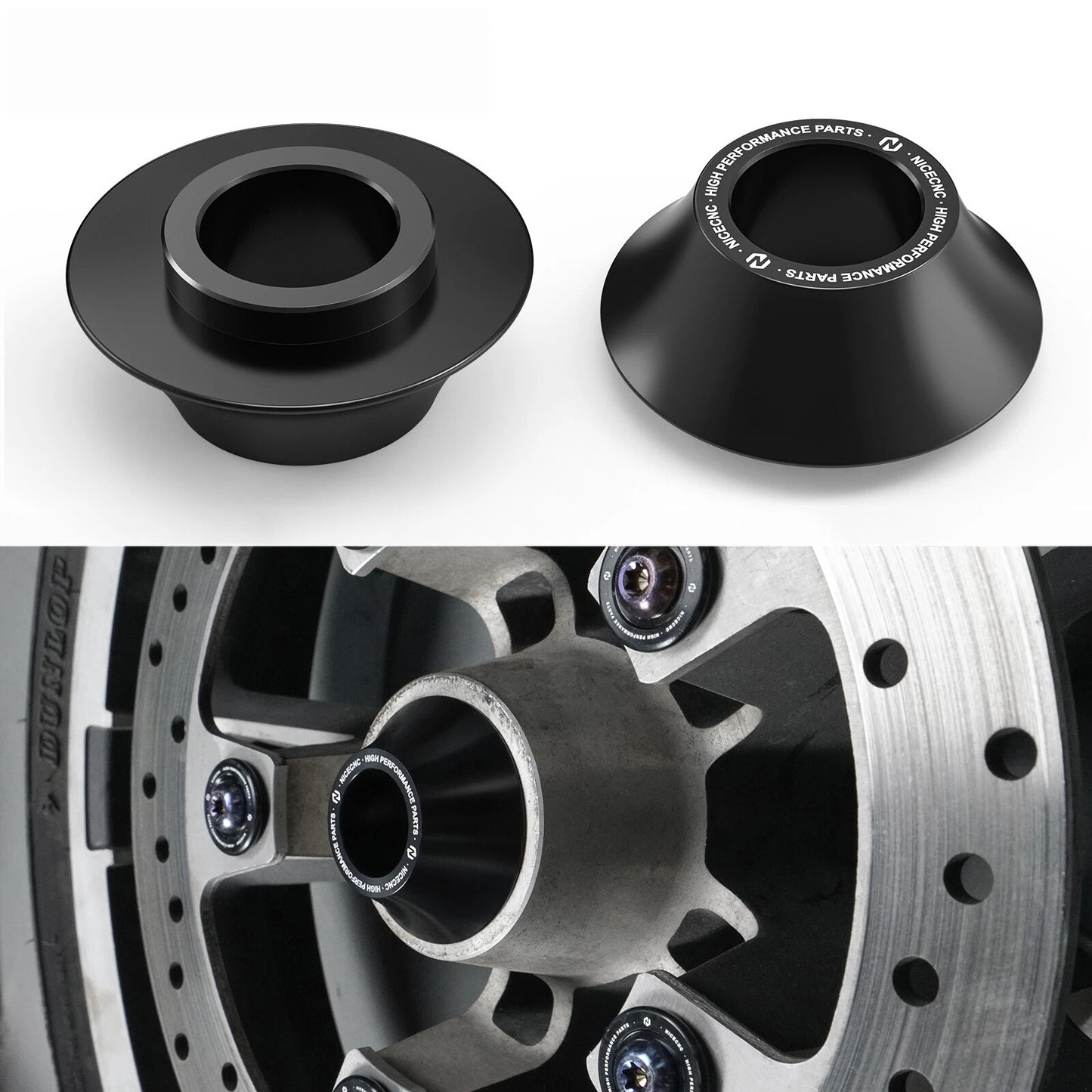 1 Pair Tapered Front Wheel Spacers for Harley Street Glide FLHX FLHXS FLTR (2014-2023)