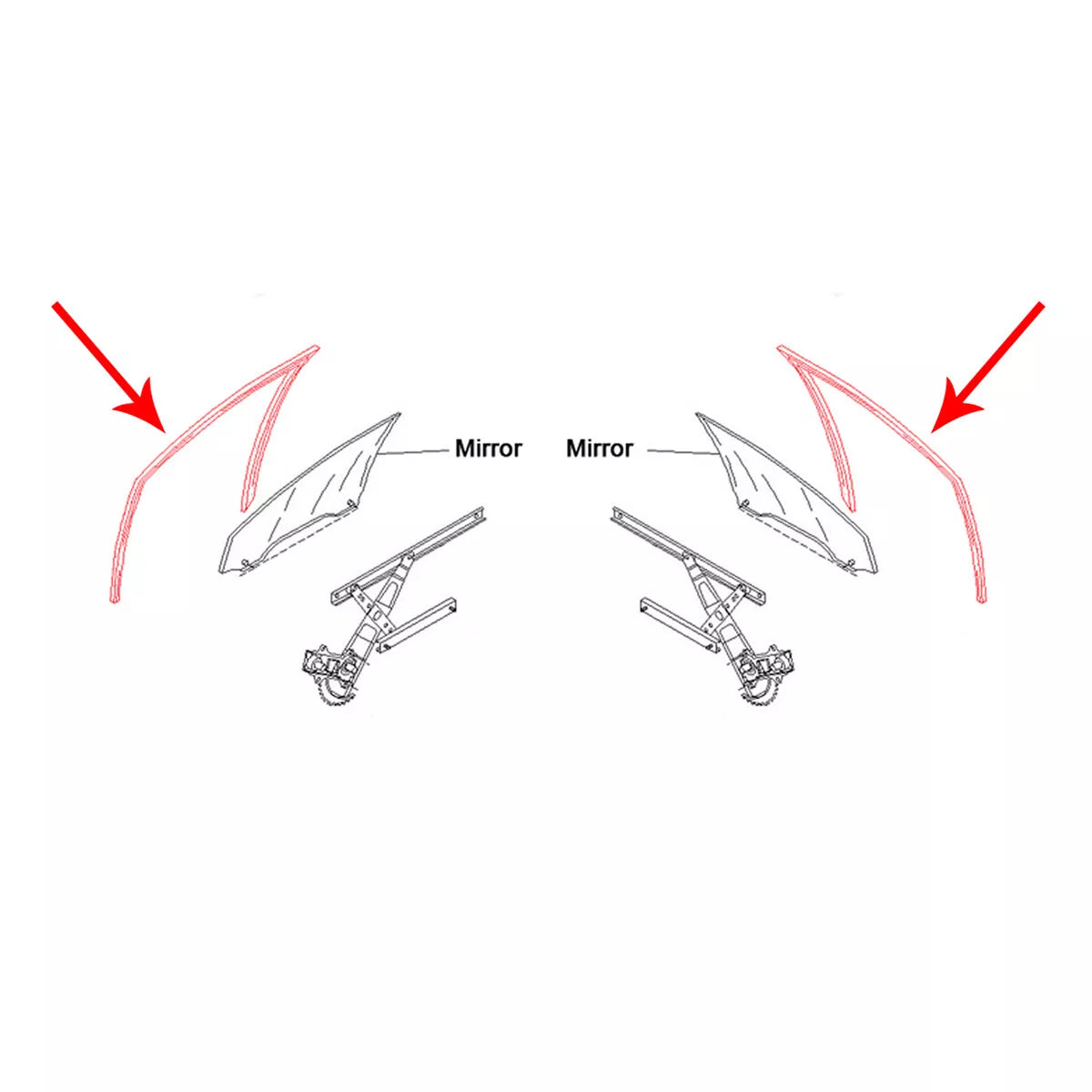 Rear Door Glass Run Channel x2 for Toyota Avanza FAW Senya F601RM F602 M80 S80
