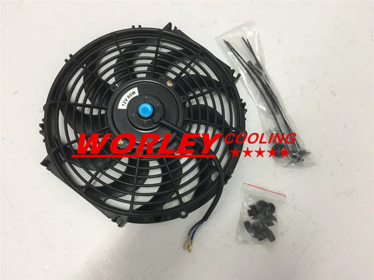 Aluminum Radiator + Fan + Blue Hoses for Datsun 1200 (1970-1976)