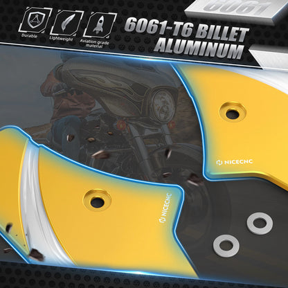 1 Pair Gold Aluminum Neck Covers for Harley Ultra Limited FLHTK (2017-2022)