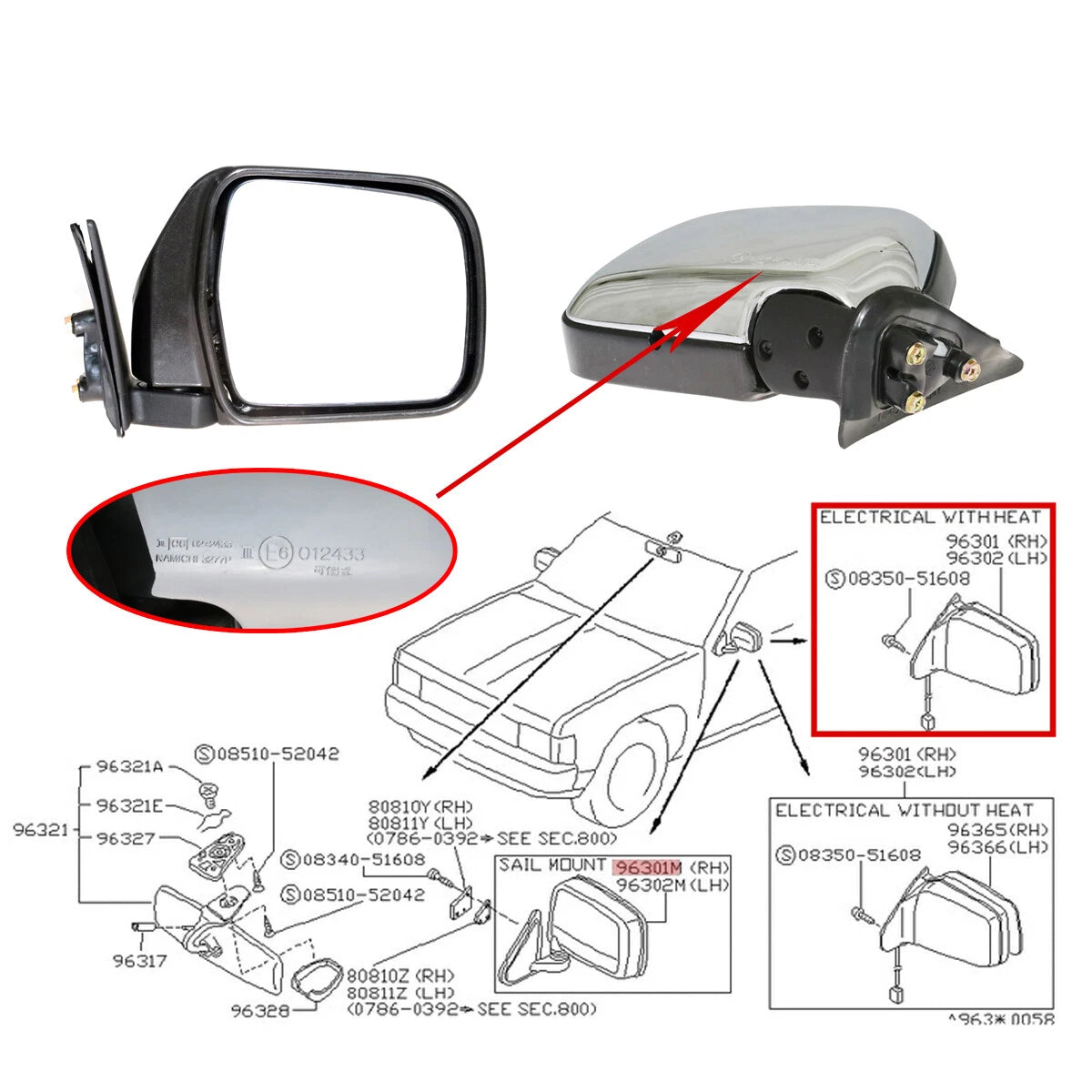 Chrome Door Mirror x2 for Toyota Hilux/4Runner 1988-1997