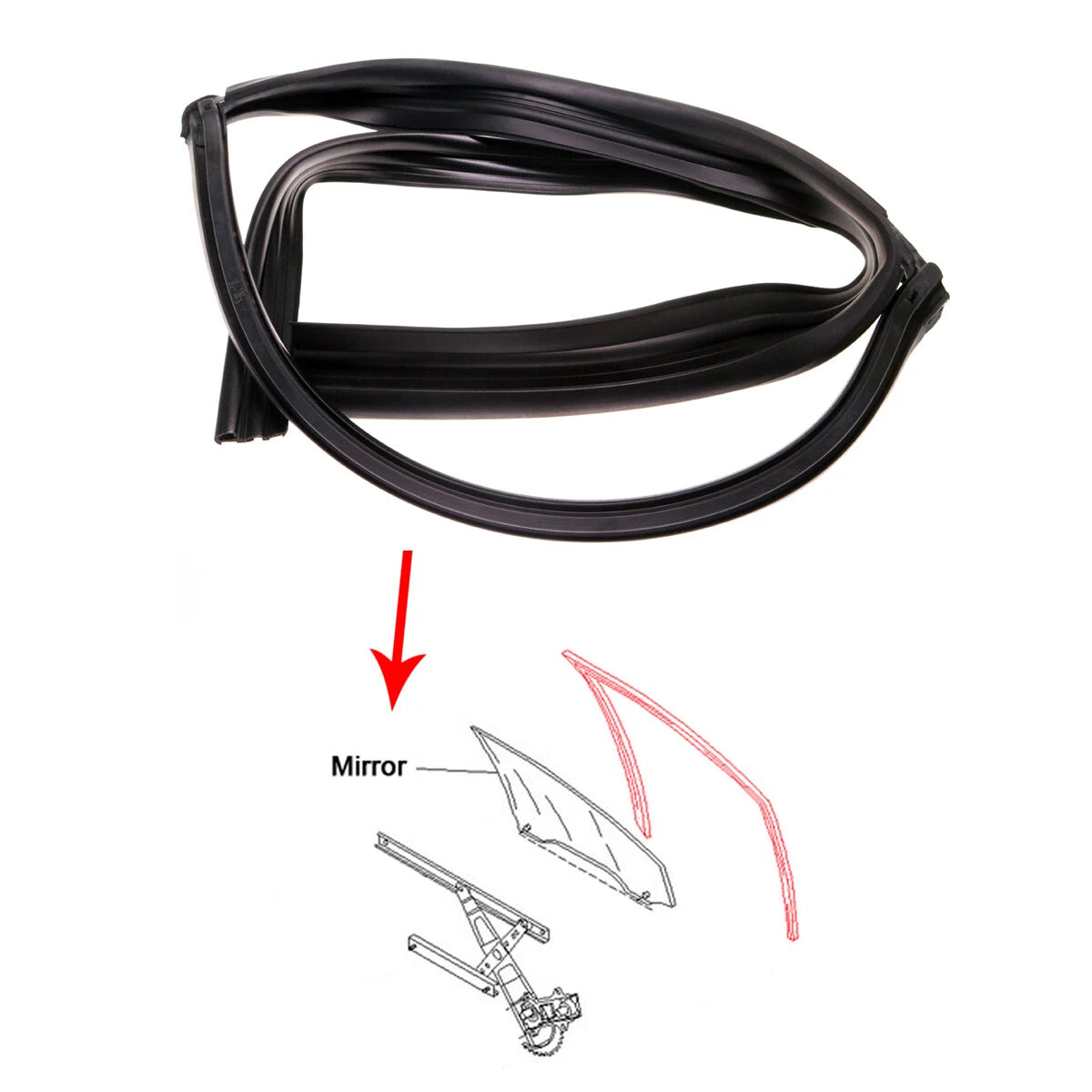 Rear Weatherstrip Glass Seal for Honda Civic Sedan 1995-2000