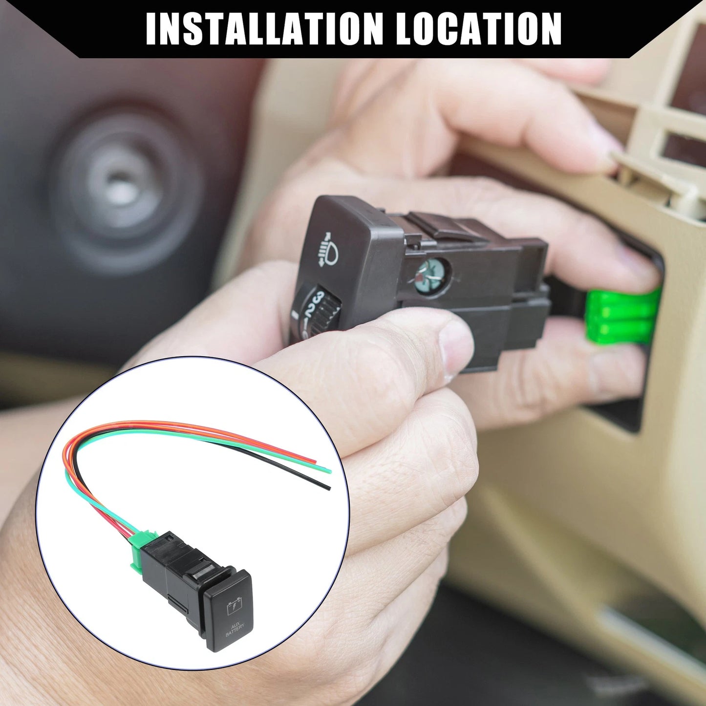 AUX Battery Push Button Switch Set for Toyota Landcruiser 4Runner (2003-2023)