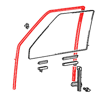 Window Glass Run Channel Set for Mitsubishi Triton L200 Strada 1986-1996