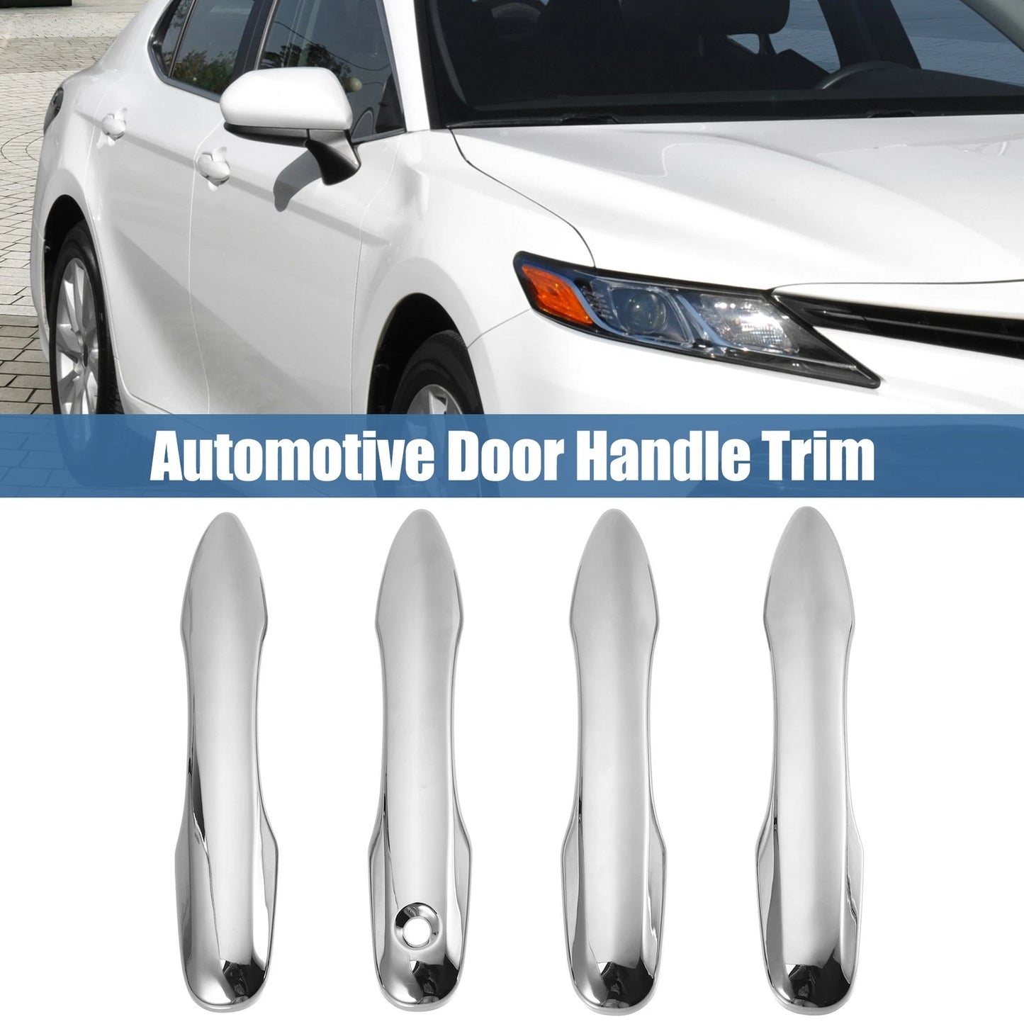 Automotive Door Handle Covers for Toyota Camry (2018-2023) Chrome Silver Tone