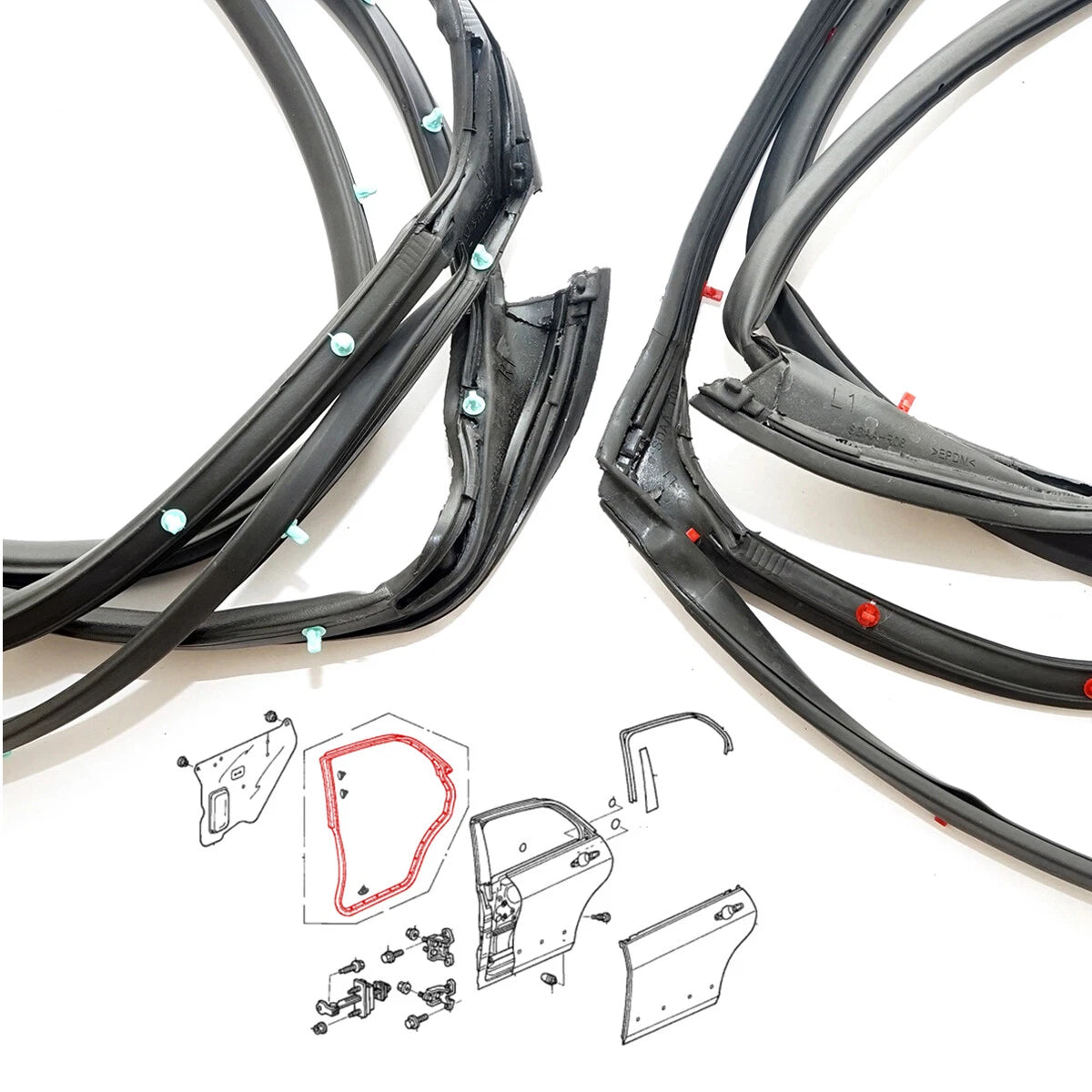 FR RR Door Weatherstrip Rubber Set for Honda Accord Sedan 2003-2007