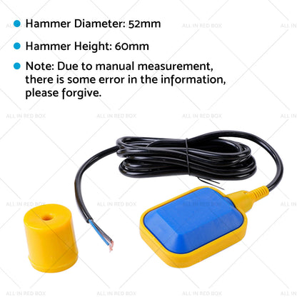 Float Switch for Water Level Control, 3m Cable for Various Models