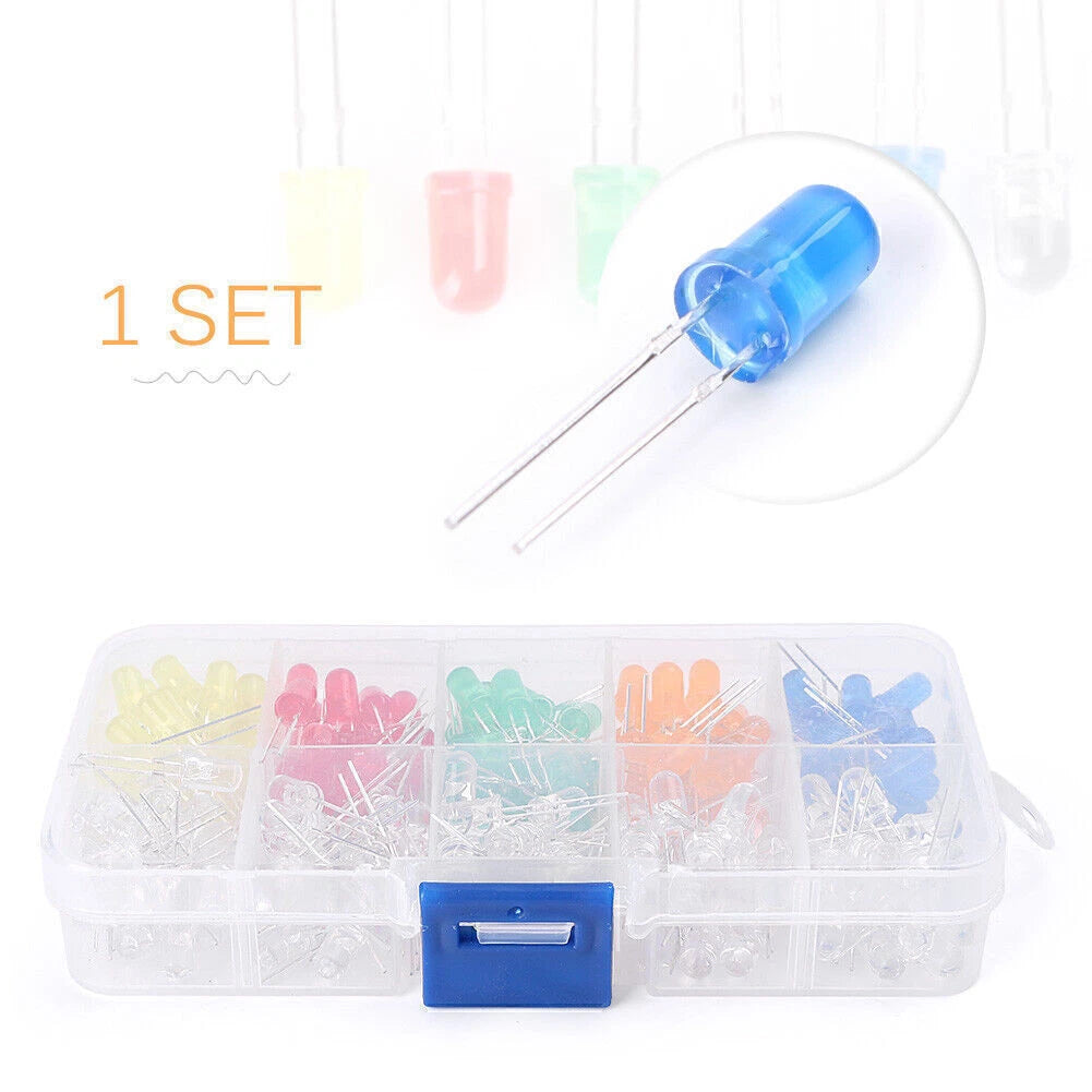 5mm Round Bright LED Lights Assortment Kit - 200 pcs in 5 Colors for A ...