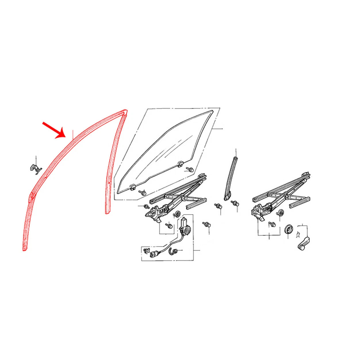LHS Door Window Glass Run Channel for Honda Civic Hatchback DX 1991-1995