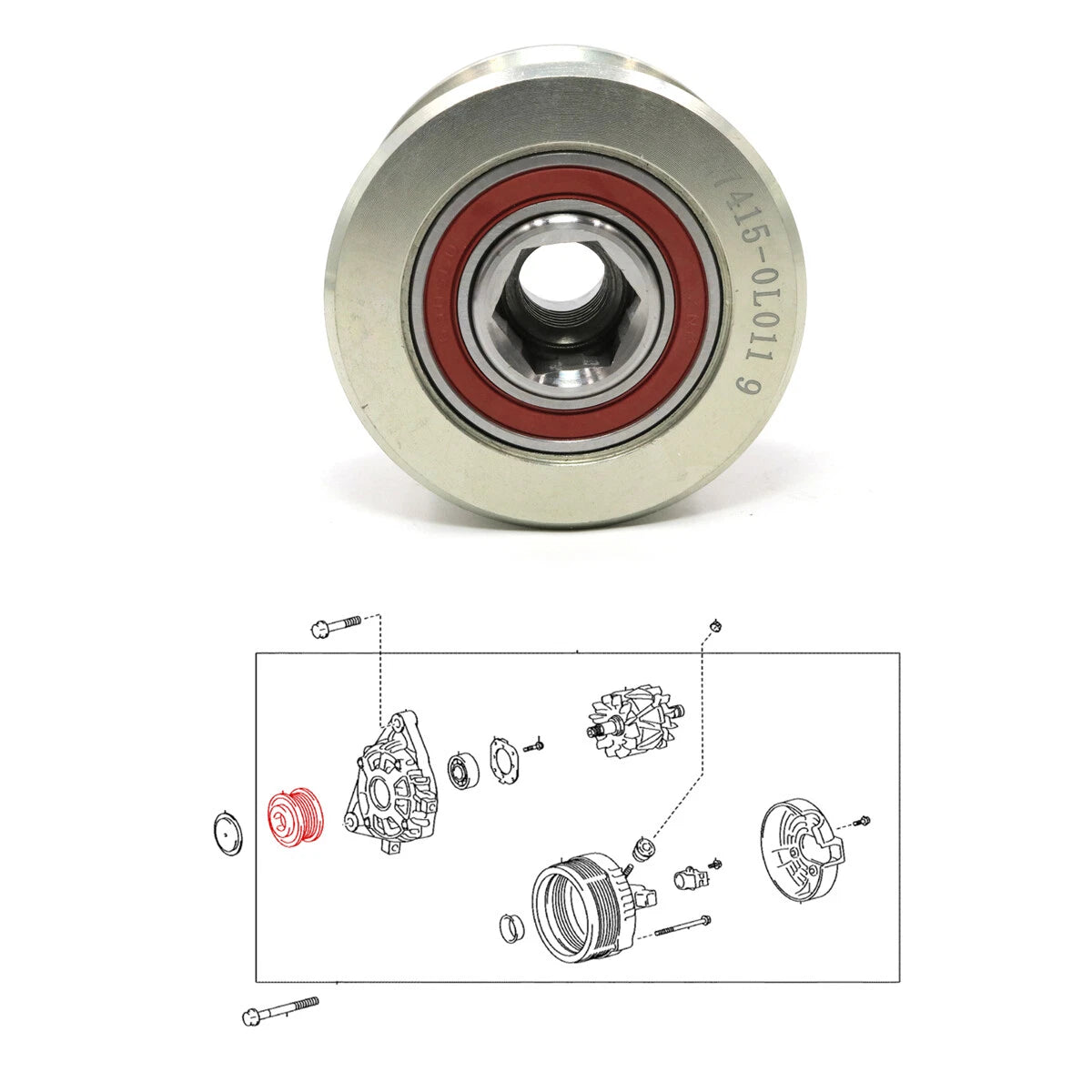 Alternator Pulley with Clutch for Toyota 5D 2005-2023