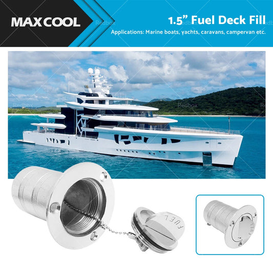 1.5" Keyless Polished Fuel Deck Fill Filler for Marine Boat