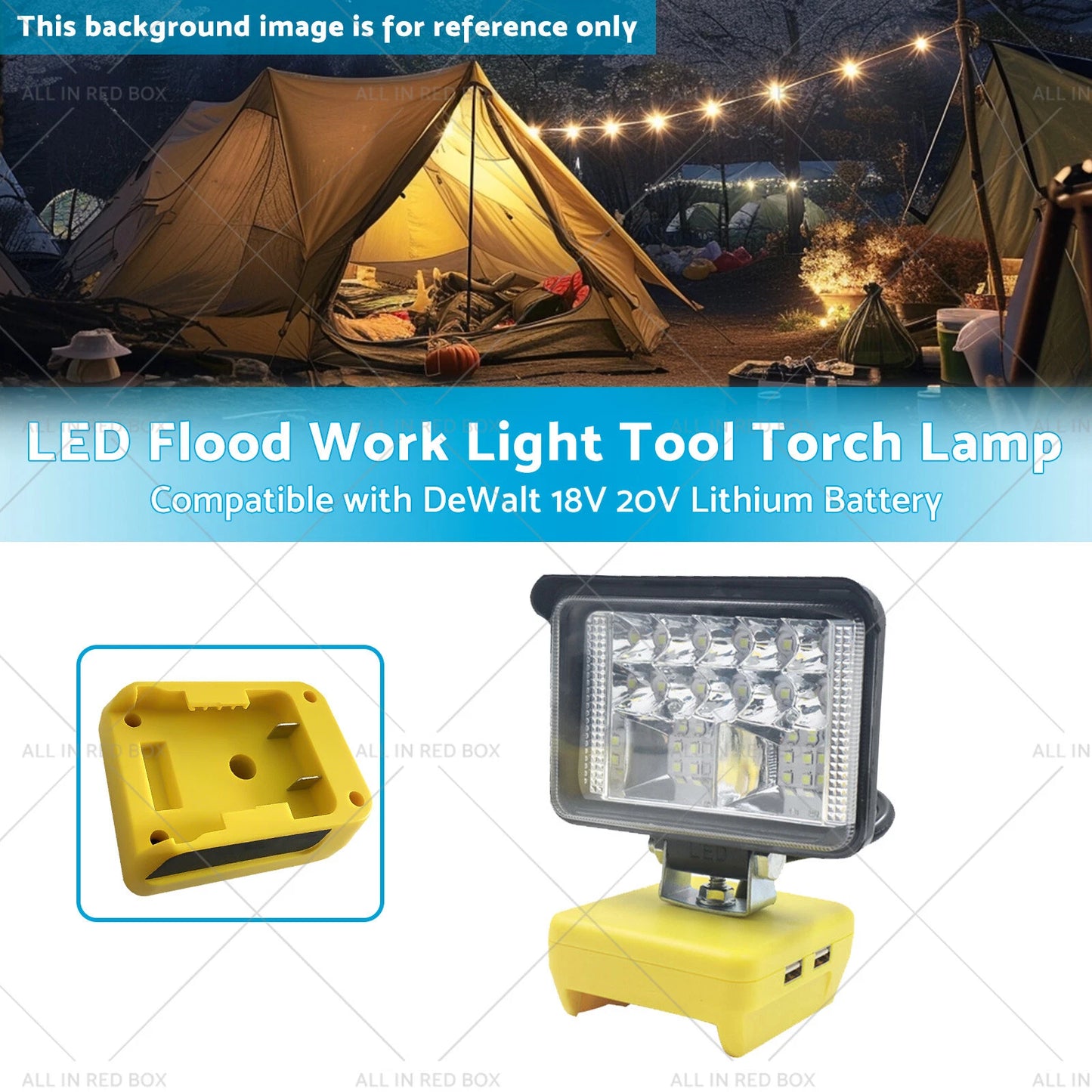 LED Flood Work Light for DeWalt 20V 18V Lithium Battery (2015-2023)